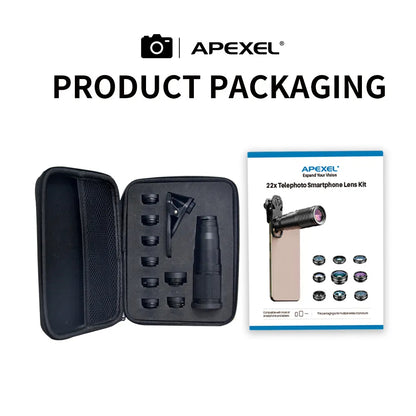 APEXEL 10 in 1 Telescope Zoom Mobile Phone Lens Kit