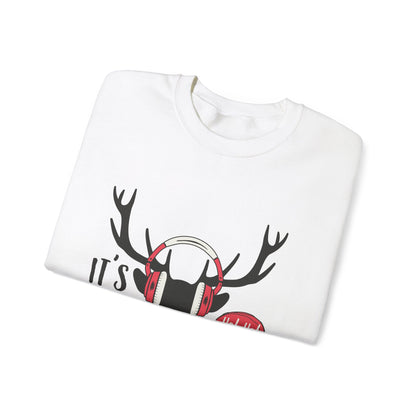 Festive Moose DJ Sweatshirt.  Embrace the Holiday Vibes!