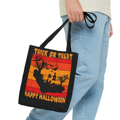 Halloween Candy Bag - 'Trick or Treat Happy Halloween' - Spooky Tote Bag for Sweets Collection