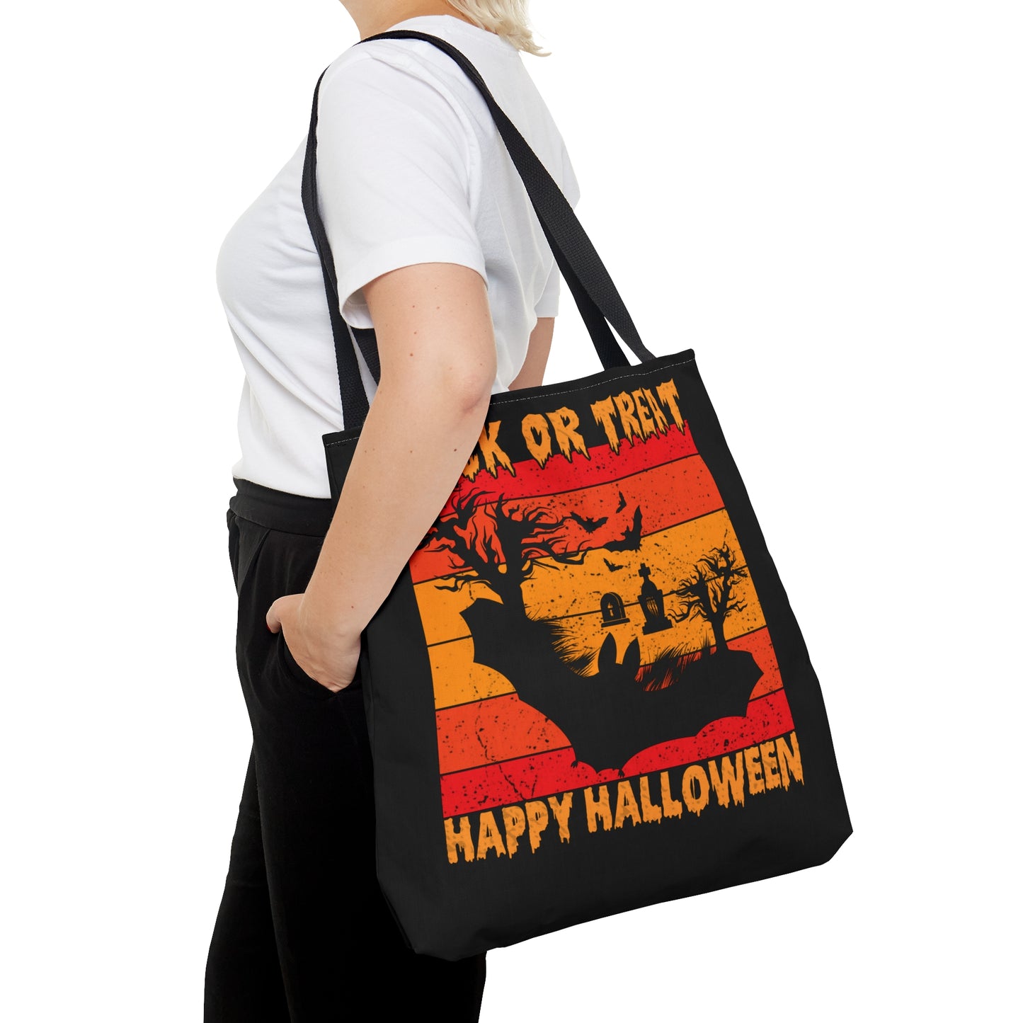 Halloween Candy Bag - 'Trick or Treat Happy Halloween' - Spooky Tote Bag for Sweets Collection