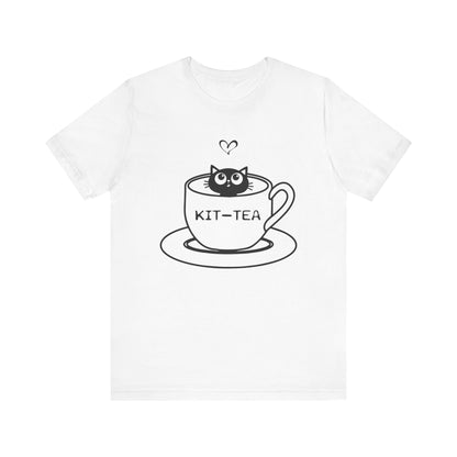 Kit - Tea Cup T-shirt, Cat Tshirt, Animal Shirt, Cat Lover Unisex Shirt, Crewneck Shirt, Short Sleeve Tee, Gift for Him, Gift for Her