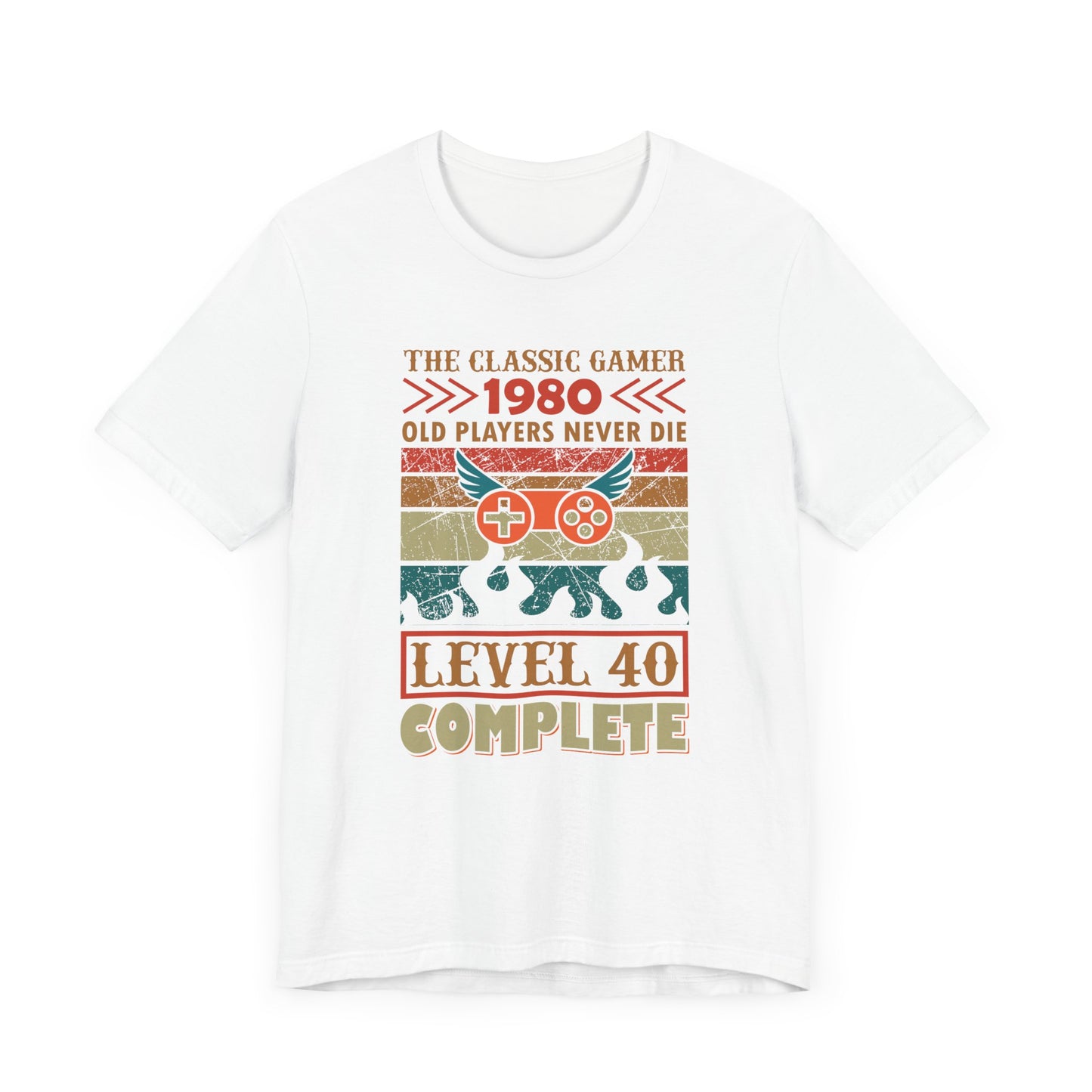 The Classic Gamer 1980 Level 40 Complete T-shirt, Gaming Tshirt, Game Shirt, Unisex Shirt, Crewneck Shirt, Short Sleeve Tee, Gift for Him