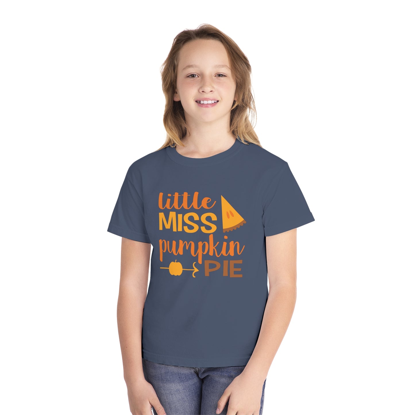 Adorable 'Little Miss Pumpkin Pie' Youth Tee | Cute Fall T-Shirt for Kids | Youth Midweight Tee | Thanksgiving T shirt