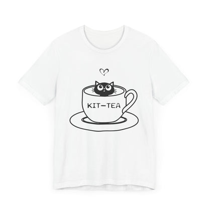 Kit - Tea Cup T-shirt, Cat Tshirt, Animal Shirt, Cat Lover Unisex Shirt, Crewneck Shirt, Short Sleeve Tee, Gift for Him, Gift for Her