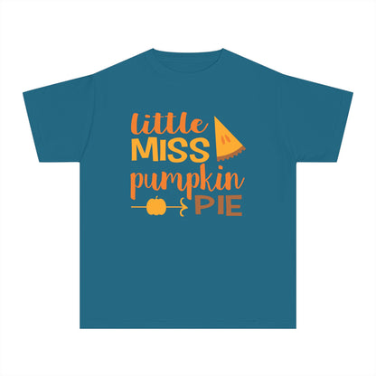 Adorable 'Little Miss Pumpkin Pie' Youth Tee | Cute Fall T-Shirt for Kids | Youth Midweight Tee | Thanksgiving T shirt