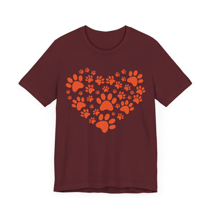 Cat Paw Red Heart T-shirt, Pet Tshirt, Animal Shirt, Cat Lovers Unisex Shirt, Crewneck Shirt, Short Sleeve Tee, Gift for Her