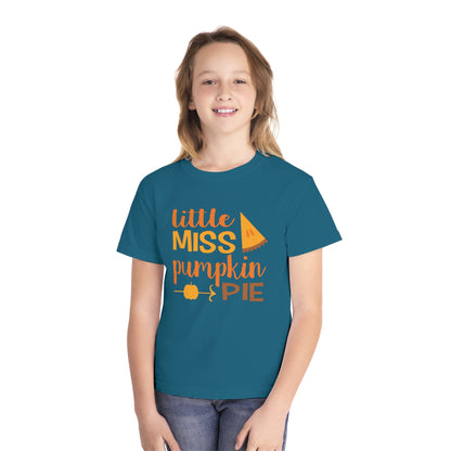 Adorable 'Little Miss Pumpkin Pie' Youth Tee | Cute Fall T-Shirt for Kids | Youth Midweight Tee | Thanksgiving T shirt