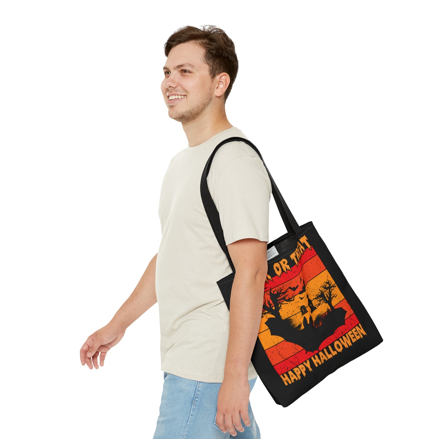 Halloween Candy Bag - 'Trick or Treat Happy Halloween' - Spooky Tote Bag for Sweets Collection