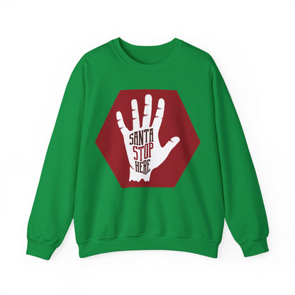 Charming 'Santa Stop Here' Christmas Sweatshirt for Holiday Fun