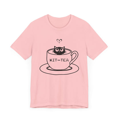 Kit - Tea Cup T-shirt, Cat Tshirt, Animal Shirt, Cat Lover Unisex Shirt, Crewneck Shirt, Short Sleeve Tee, Gift for Him, Gift for Her