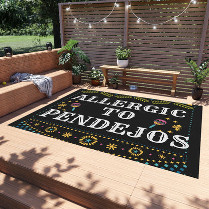 Eye-Catching 'Allergic to Pendejos' Outdoor Rug for Quirky Decor