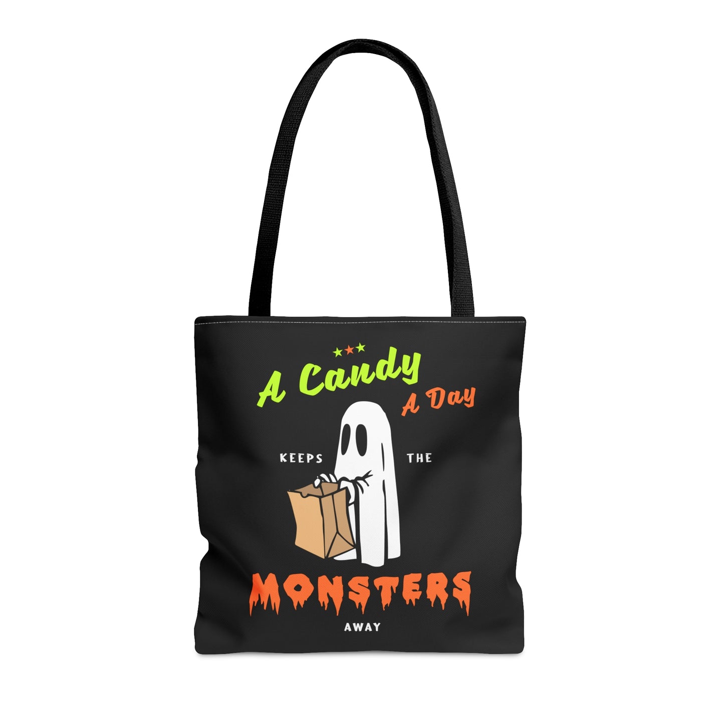 Halloween Candy Bag - 'A Candy a Day Keeps the Monster Away' - Fun Trick-or-Treat Tote