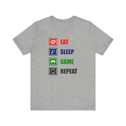 Eat Sleep Game Repeat T-shirt, Relax Tshirt, Gamer Shirt, Gameboy Unisex Shirt, Gaming Crewneck Shirt, Short Sleeve Tee, Gift for Him