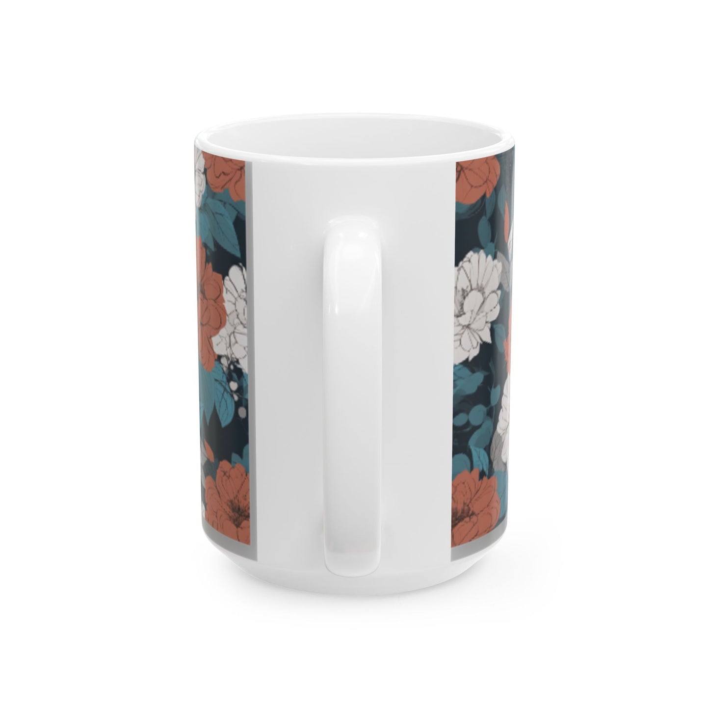 Abstract Floral Ceramic Coffee Mug - Contemporary Home Decor, 11oz/15oz, Unique Floral Design, Kitchen Mug, Elegant Drinkware