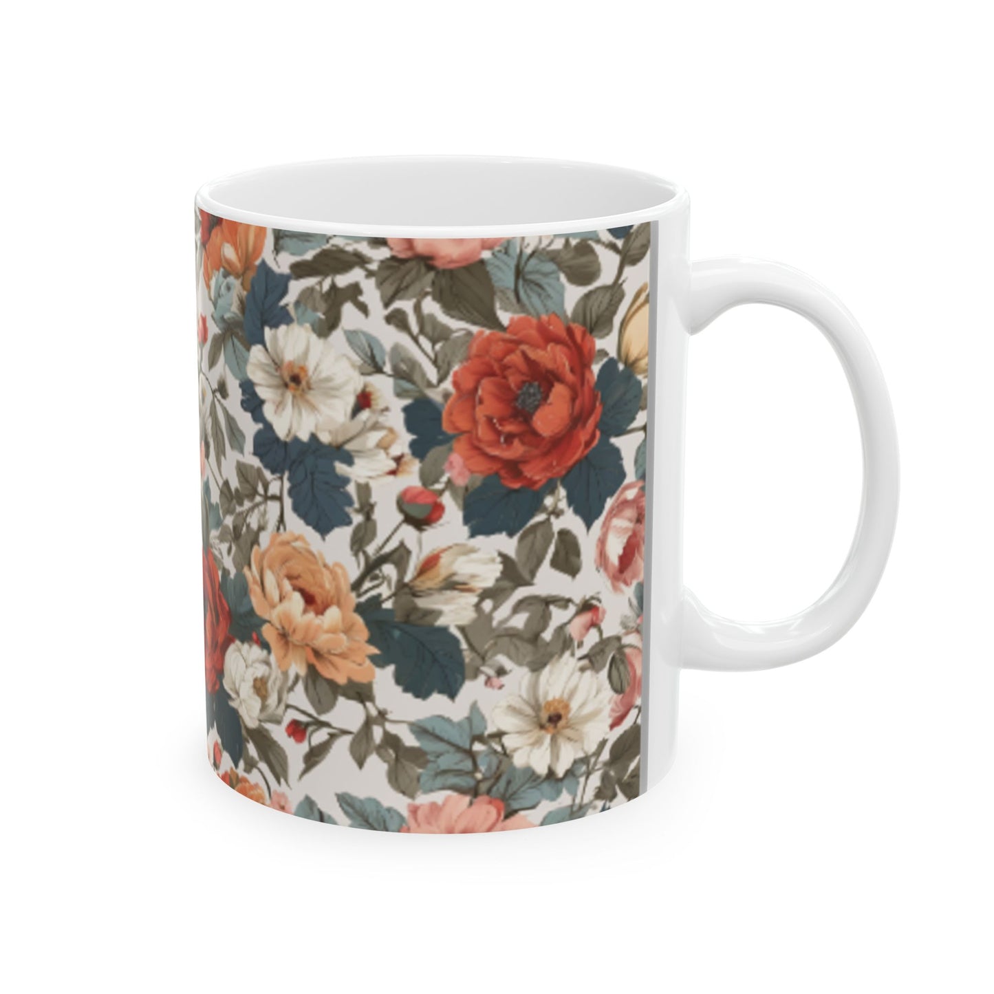 English Garden-Inspired Floral Ceramic Mug - Home & Living Kitchen Decor - 11oz/15oz - Elegant Floral Print Coffee Cup for Everyday Use