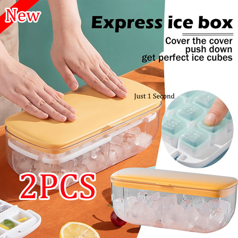 2pcs Ice Cube Maker Tray Box