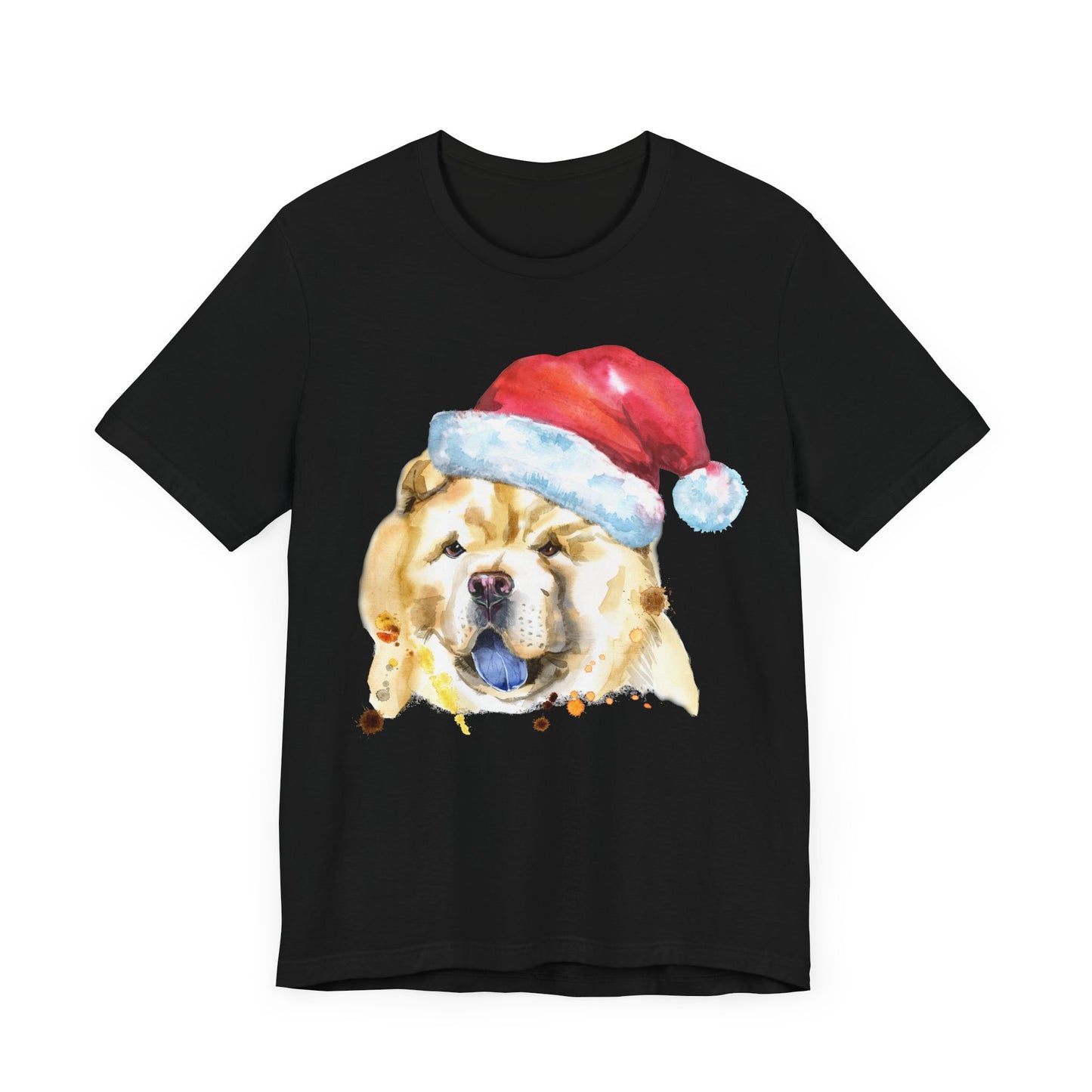 Chow Dog With Christmas Cap T-shirt, Dog Tshirt, Pet Lover Shirt, Unisex Shirt, Crewneck Shirt, Short Sleeve Tee, Gift for Him, Gift for Her