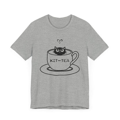 Kit - Tea Cup T-shirt, Cat Tshirt, Animal Shirt, Cat Lover Unisex Shirt, Crewneck Shirt, Short Sleeve Tee, Gift for Him, Gift for Her