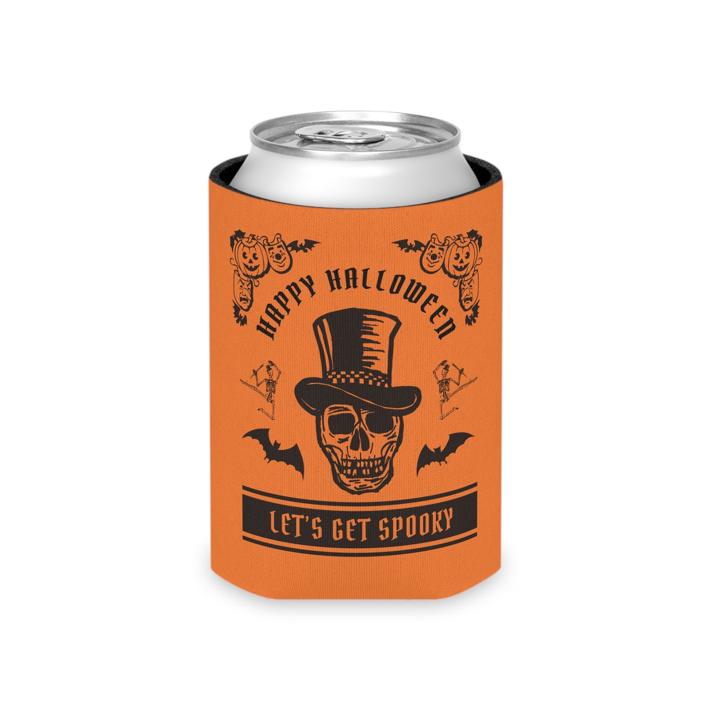 Happy Halloween Let's Get Spooky Can Cooler - Festive Beverage Holder