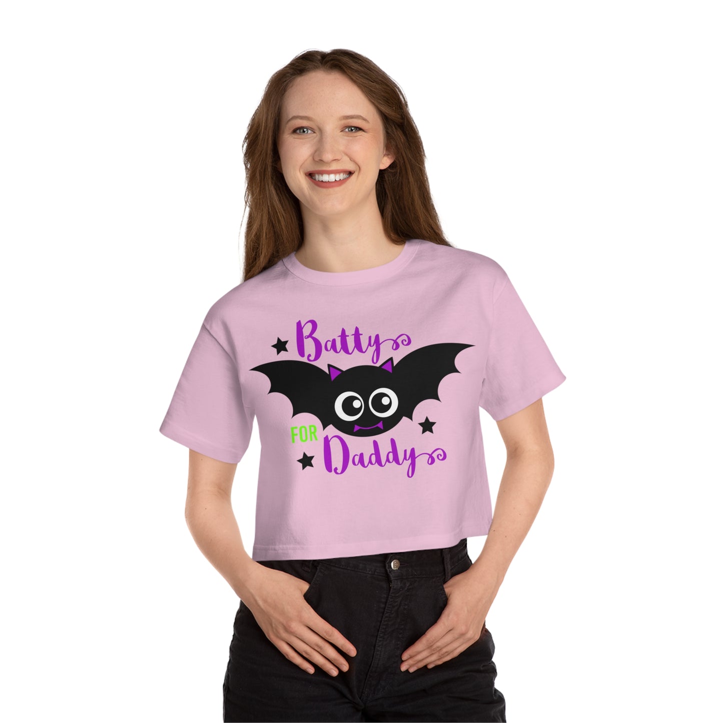 Cropped 'Batty for Daddy' T-shirt | Funny Halloween Crop Top | Champion Women's Heritage Cropped T-Shirt | Halloween gift idea