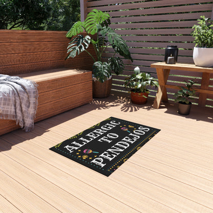 Eye-Catching 'Allergic to Pendejos' Outdoor Rug for Quirky Decor