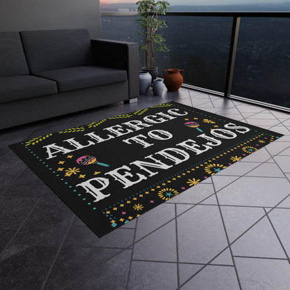 Eye-Catching 'Allergic to Pendejos' Outdoor Rug for Quirky Decor