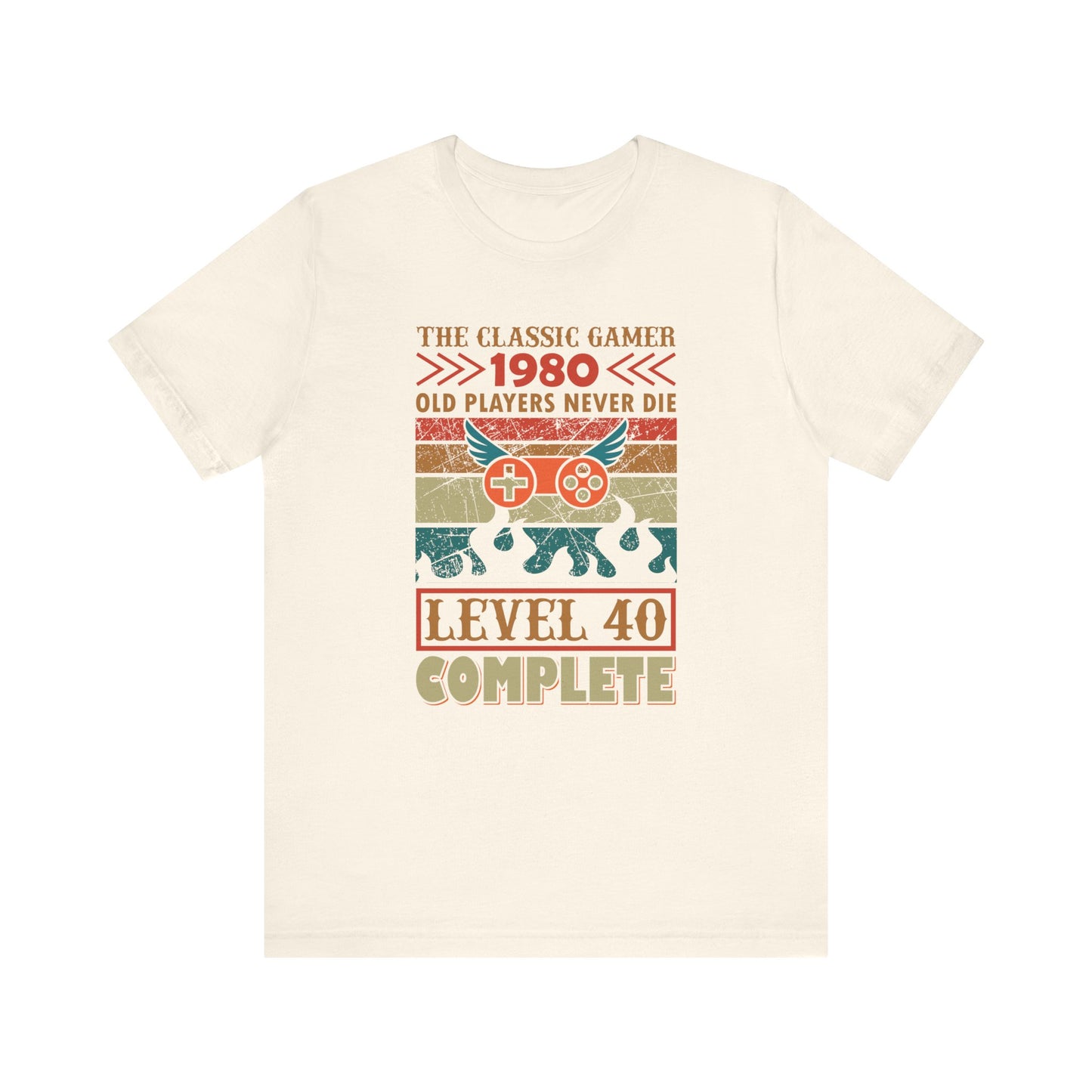 The Classic Gamer 1980 Level 40 Complete T-shirt, Gaming Tshirt, Game Shirt, Unisex Shirt, Crewneck Shirt, Short Sleeve Tee, Gift for Him