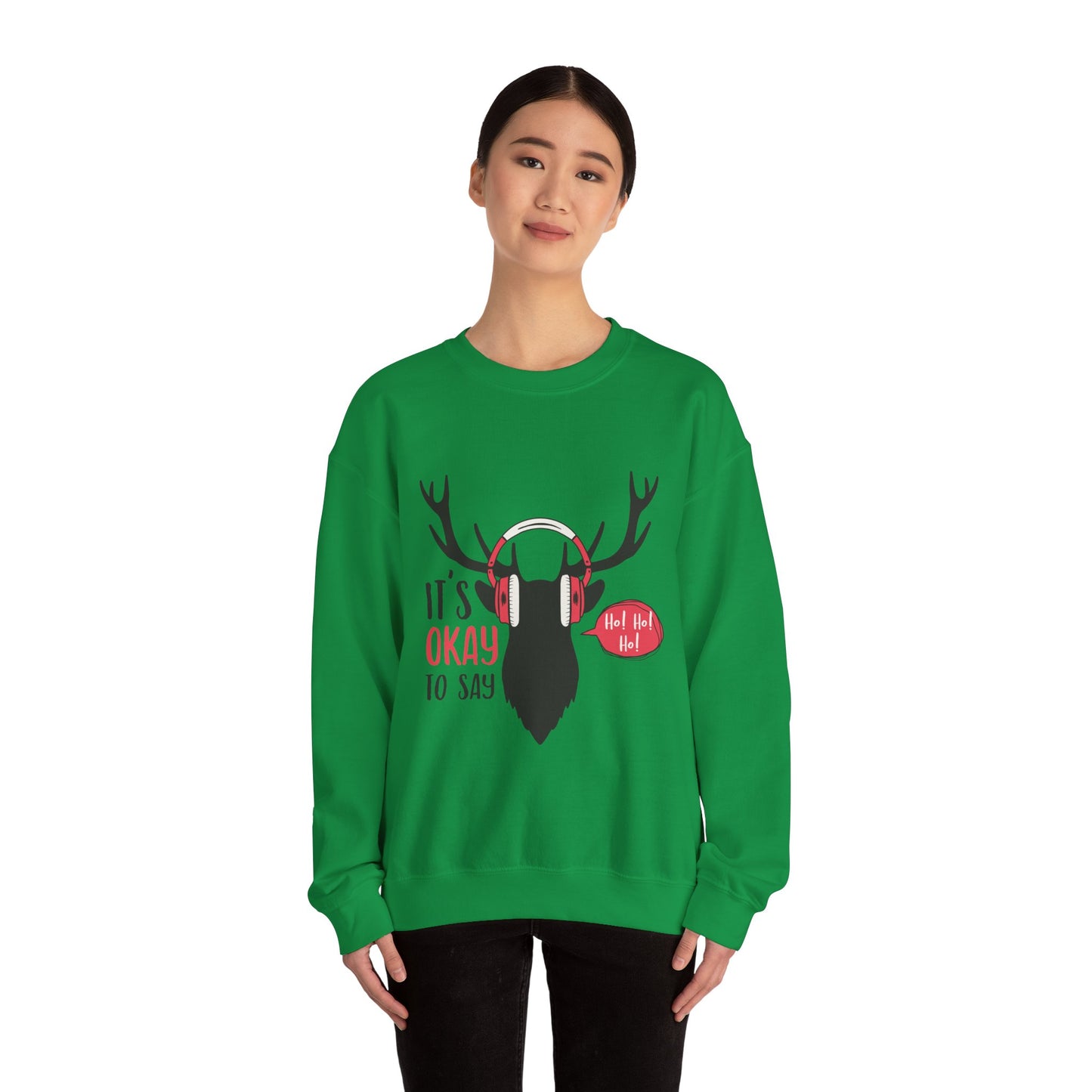 Festive Moose DJ Sweatshirt.  Embrace the Holiday Vibes!