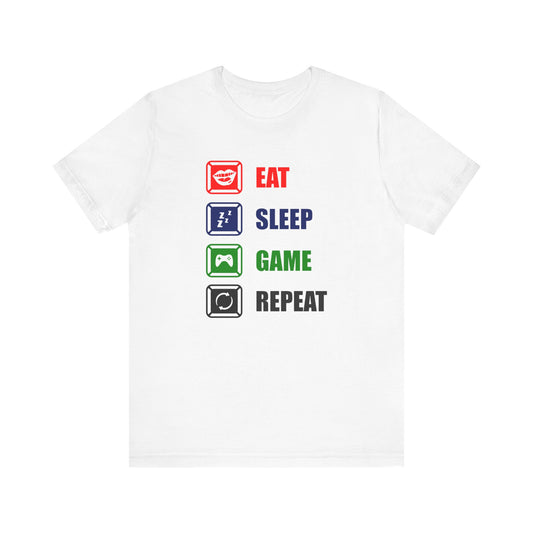 Eat Sleep Game Repeat T-shirt, Relax Tshirt, Gamer Shirt, Gameboy Unisex Shirt, Gaming Crewneck Shirt, Short Sleeve Tee, Gift for Him