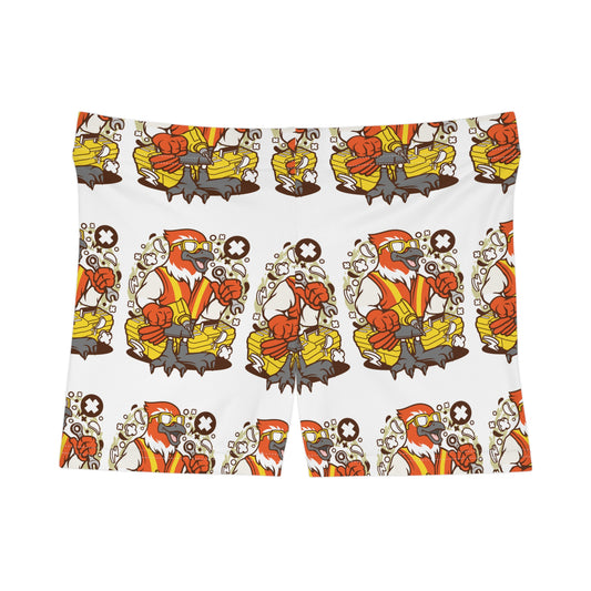 Fly in Style: Women's Spandex Shorts with Charming Bird Mechanic Prints