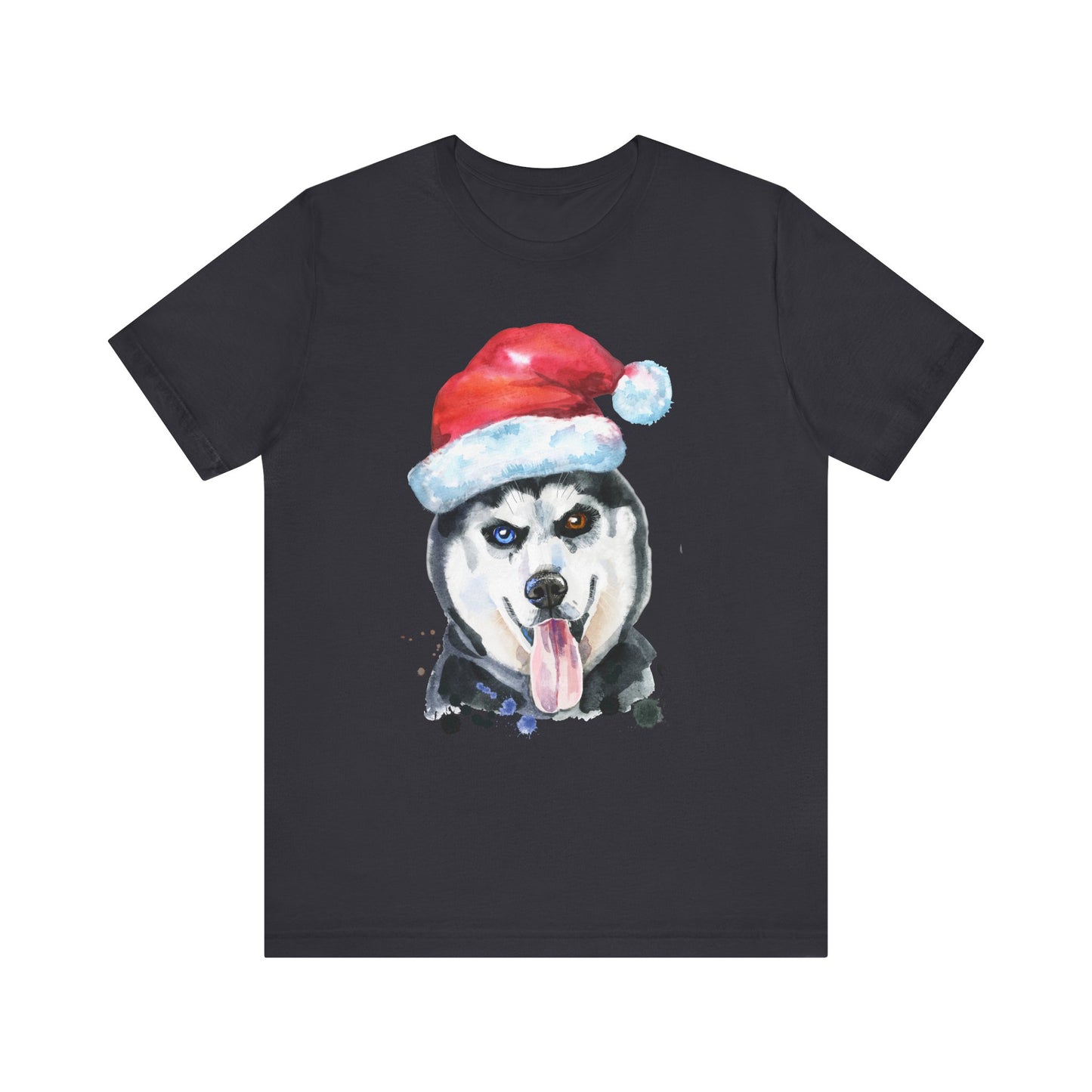 Huskey Dog With Christmas Cap T-shirt, Dog Tshirt, Pet Shirt, Unisex Shirt, Crewneck Shirt, Short Sleeve Tee, Gift for Him, Gift for Her