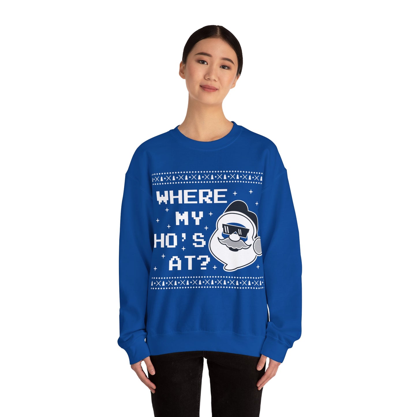 Funny Santa 'Where My Ho's At?' Sweatshirt - Festive Christmas Apparel