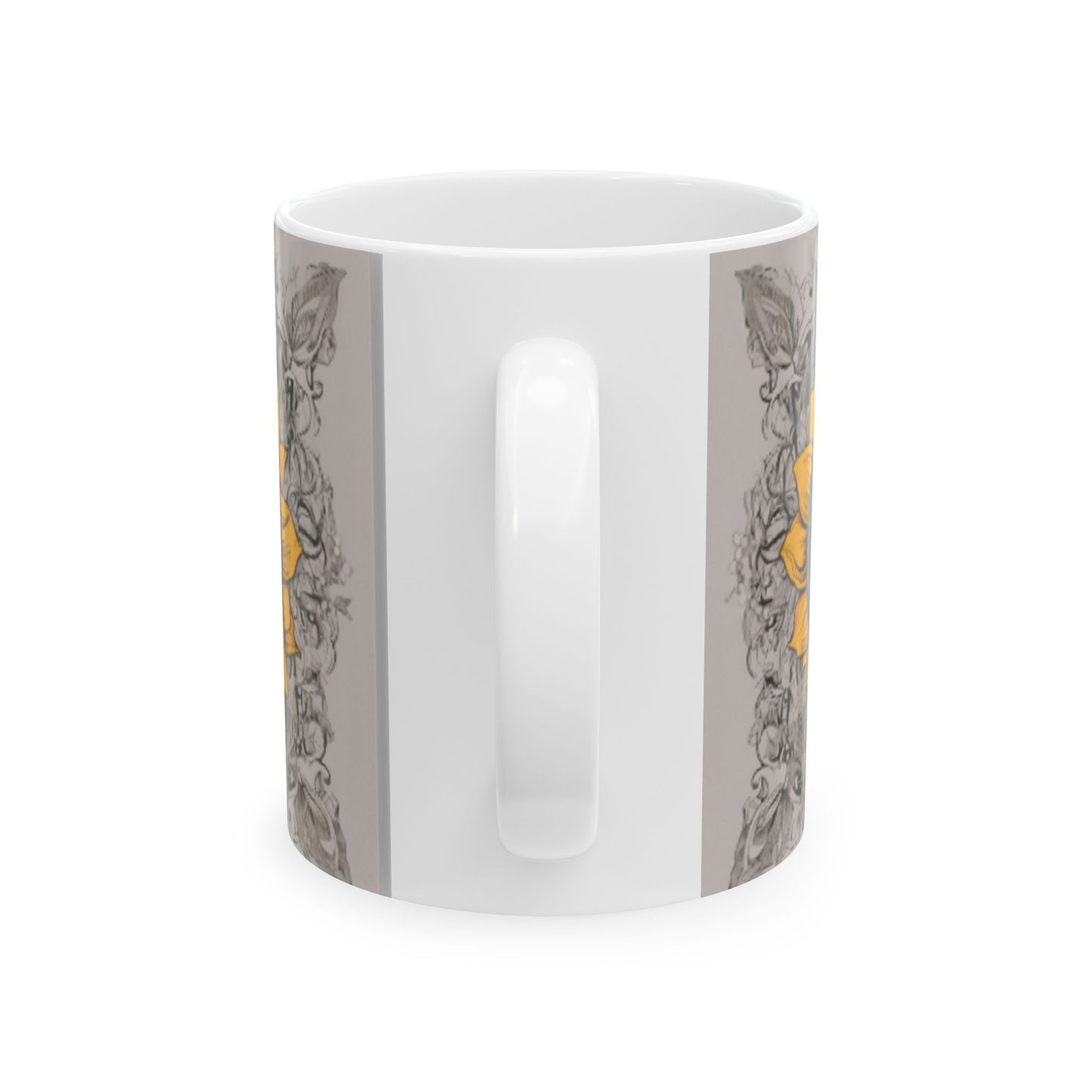 Boho Chic Sunflower Ceramic Mug | Home & Living Kitchen Coffee Cup | Unique Sunflower Wreath Design Gift | 11oz or 15oz Sizes Available