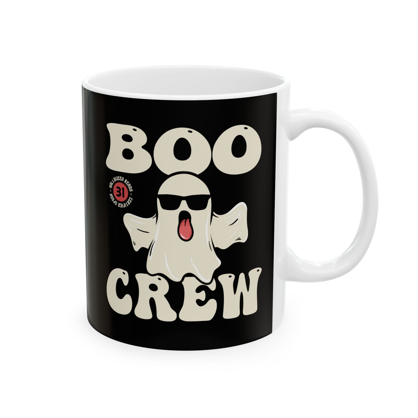 BOO CREW Halloween Mug - Spooky Ghostly Coffee Cup - Halloween Party Drinkware