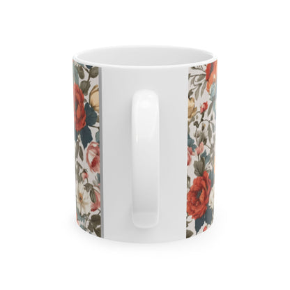 English Garden-Inspired Floral Ceramic Mug - Home & Living Kitchen Decor - 11oz/15oz - Elegant Floral Print Coffee Cup for Everyday Use