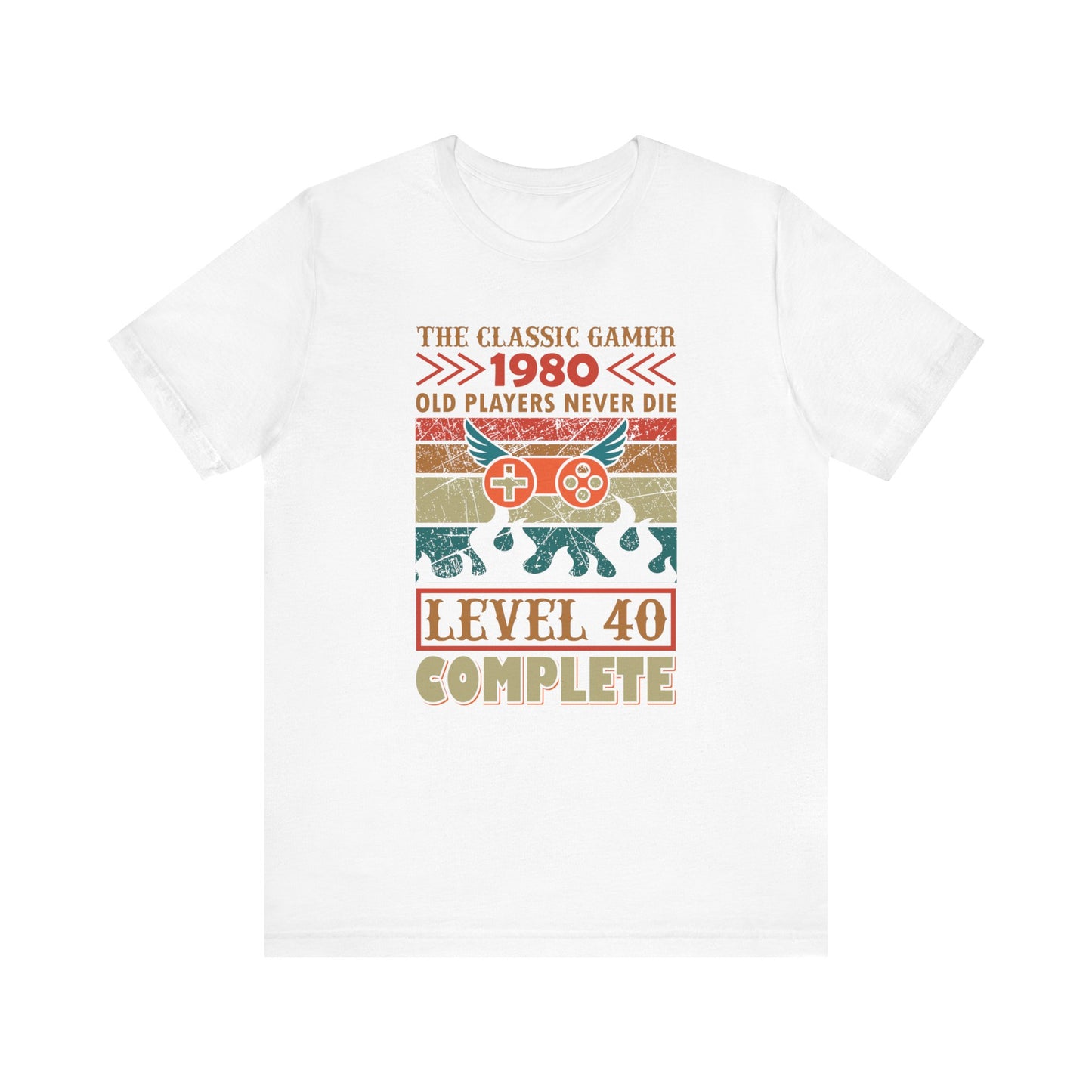 The Classic Gamer 1980 Level 40 Complete T-shirt, Gaming Tshirt, Game Shirt, Unisex Shirt, Crewneck Shirt, Short Sleeve Tee, Gift for Him