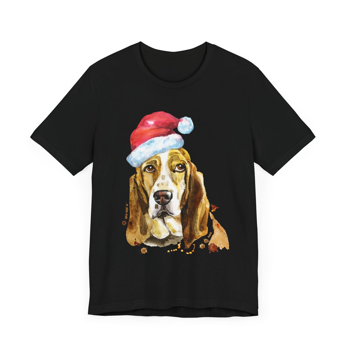 Hound Dog With Christmas Cap T-shirt, Dog Tshirt, Pet Shirt, Unisex Shirt, Crewneck Shirt, Short Sleeve Tee, Gift for Him, Gift for Her