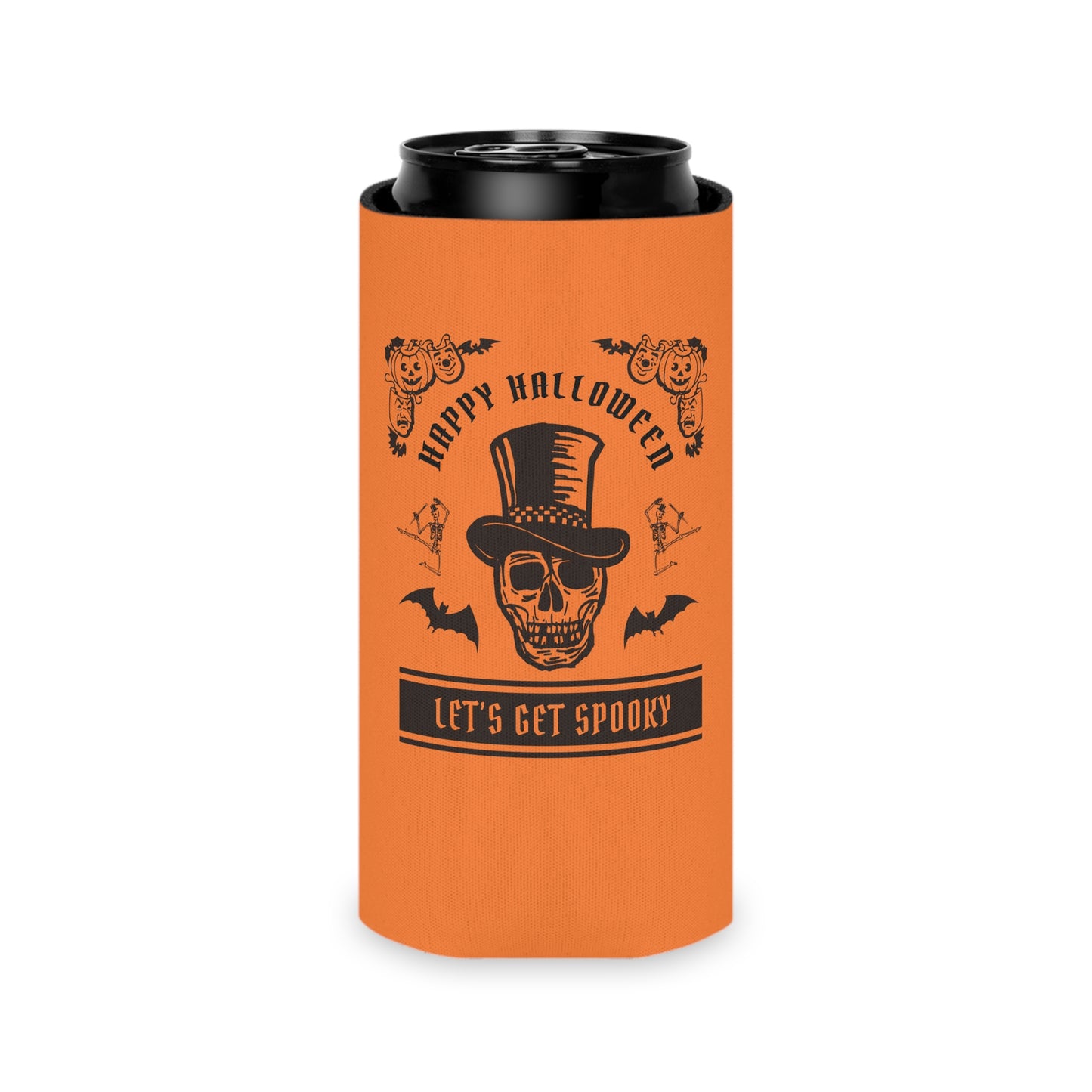 Happy Halloween Let's Get Spooky Can Cooler - Festive Beverage Holder