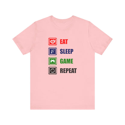 Eat Sleep Game Repeat T-shirt, Relax Tshirt, Gamer Shirt, Gameboy Unisex Shirt, Gaming Crewneck Shirt, Short Sleeve Tee, Gift for Him