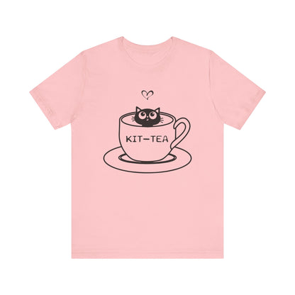 Kit - Tea Cup T-shirt, Cat Tshirt, Animal Shirt, Cat Lover Unisex Shirt, Crewneck Shirt, Short Sleeve Tee, Gift for Him, Gift for Her