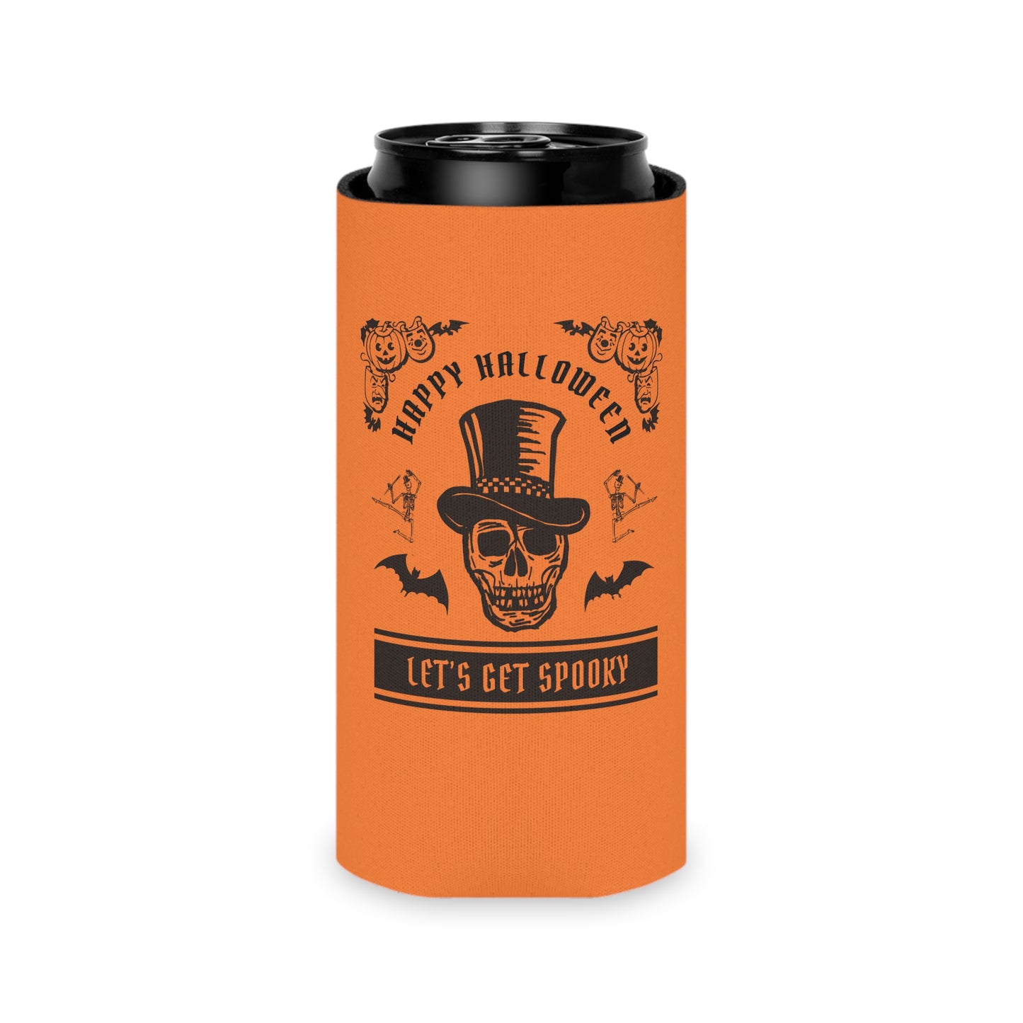 Happy Halloween Let's Get Spooky Can Cooler - Festive Beverage Holder