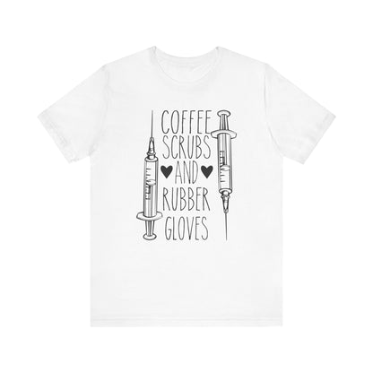 Coffee Scrubs And Rubber Gloves T-shirt, Doctor Shirt, Unisex Shirt, Crewneck Shirt, Short Sleeve Tee, Gift for Him, Gift for Her