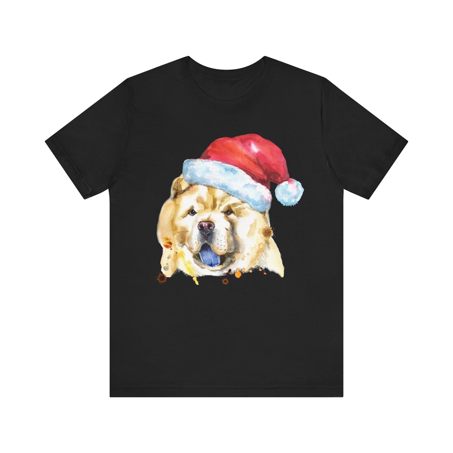 Chow Dog With Christmas Cap T-shirt, Dog Tshirt, Pet Lover Shirt, Unisex Shirt, Crewneck Shirt, Short Sleeve Tee, Gift for Him, Gift for Her