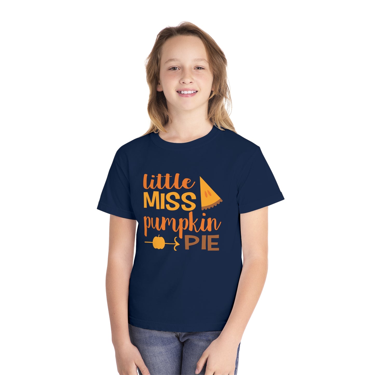 Adorable 'Little Miss Pumpkin Pie' Youth Tee | Cute Fall T-Shirt for Kids | Youth Midweight Tee | Thanksgiving T shirt