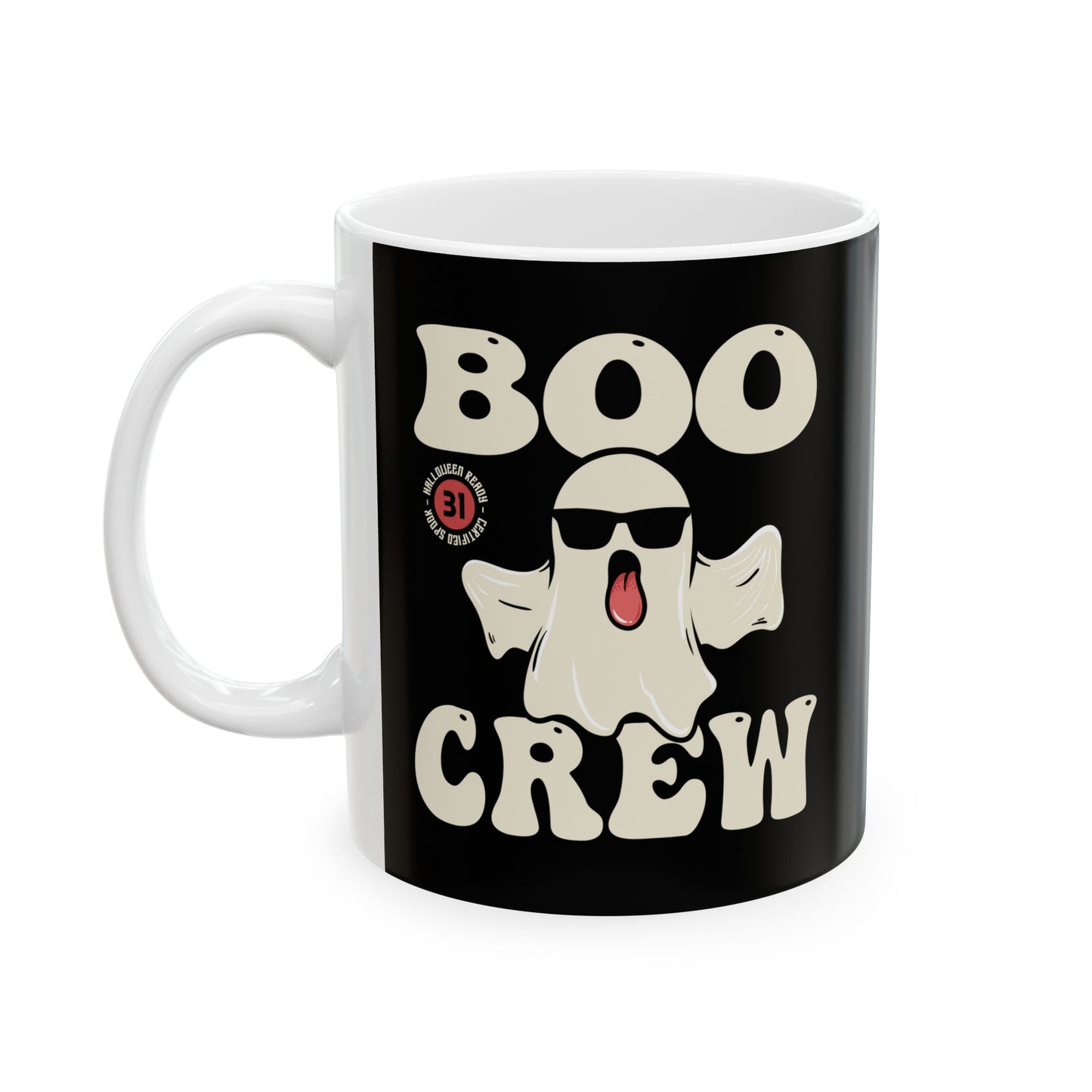 BOO CREW Halloween Mug - Spooky Ghostly Coffee Cup - Halloween Party Drinkware