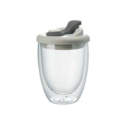 Double Wall Glass Mug with Lid