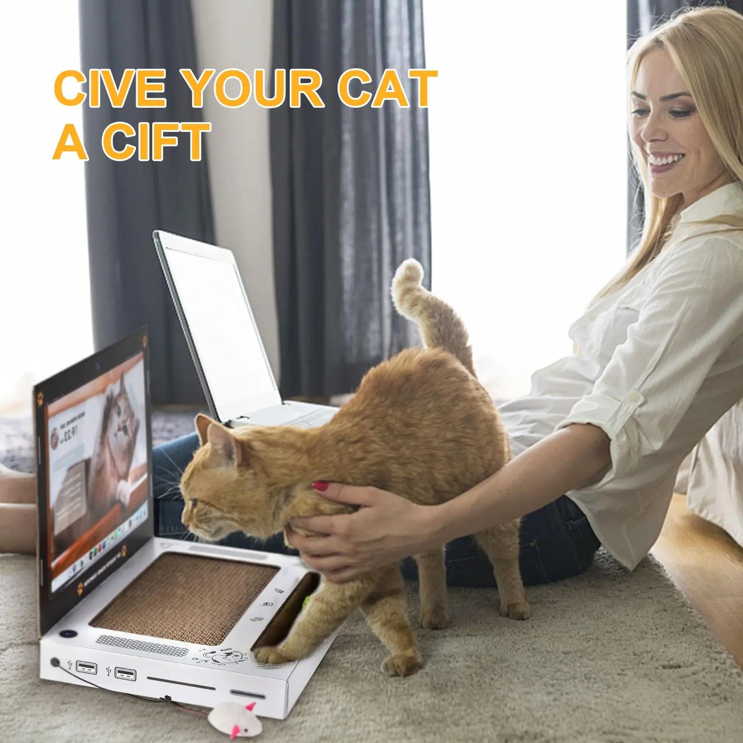 Cat Scratching Board Laptop