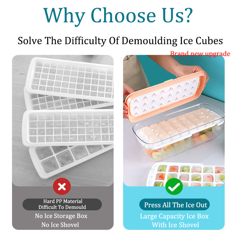 2pcs Ice Cube Maker Tray Box